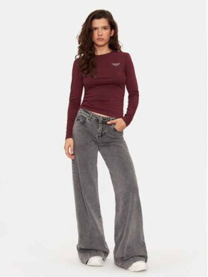 Tommy Jeans Bluzka Essential DW0DW18793 Bordowy Slim Fit