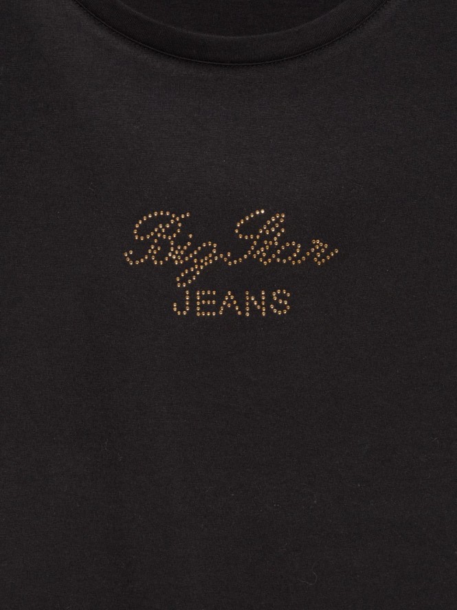 Koszulka damska z napisem z cyrkonii czarna Malvina 906