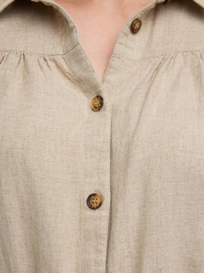 Kombinezon damski lniany beżowy Dunime 805