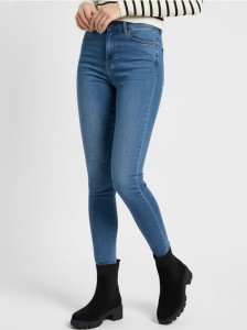 Jeansy super high waist skinny - granatowy