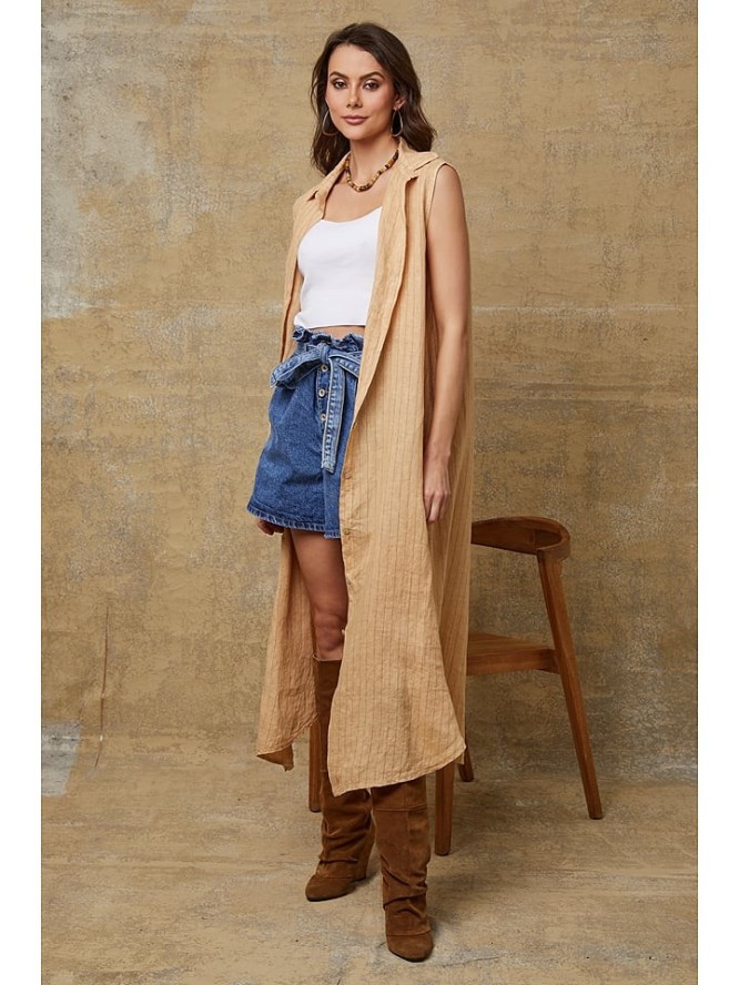 Joséfine Lniana sukienka "Darwin" w kolorze karmelowym rozmiar: S